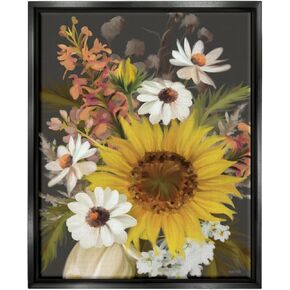 Stupell Industries Vintage Rural Florals Framed Floater Canvas Wall Art by House Fenway