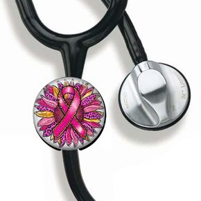 CHNLML Stethoscope Name Tag Nurse Doctor Stethoscope ID Tag Customized Steth ID Tag (Cancer Awareness Ribbon)