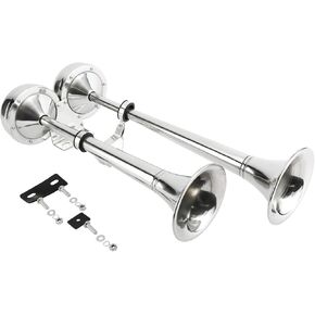 DasMarine Pontoon Marine Boat Horn,12v Dual Trumpet Horn,Electric Stainless Steel Horn for Truck,Boat