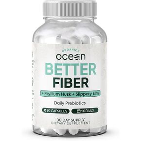 Better Fiber - Daily Fiber Supplement - Soften Stool for Effortless Bowel Movements - with Psyllium Hulk and Slippery Elm - 90 Capsules