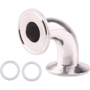 1-1/2" Tube OD Sanitary Ferrule Elbow 90 Degree Pipe Fitting with 2 Silicone Gaskets 304 Stainless Steel Tri Clamp 1.5 Inch