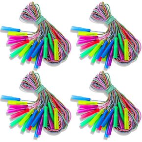 Honoson Rainbow Jump Rope Bulk Gift for Kids 7.8ft Nylon Stripe Ropes with Handle Adjustable Colorful Party Favor Christmas Charity Gift Boxes Outdoor Fun Game Exercise Fitness Activity