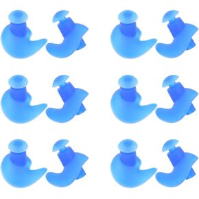 6 Pairs Swimming Ear Plugs Waterproof Earplugs,Silicone Swimming Earplugs, Spiral Ear Plugs, Professional Adult Dust-Proof Earplugs, Swimming Accessories for Kids Adults Surfing Snorkeling (Blue)