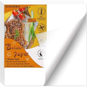 NEBURORA 70 Pcs White Butcher Paper 12 x 12 inch No Wax Disposable Butcher Paper Precut Square Wrapping Paper for Sublimation Smoking Meats