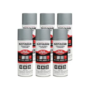 Rust-Oleum 1614830-6PK Industrial Choice 1600 System Multi-Purpose Spray Paint, 12 oz, Dull Aluminum, 6 Pack