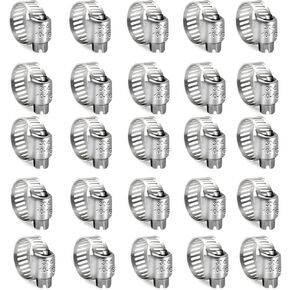 Hose Clamps, 25PCS Hose Clamps Stainless Steel, 1/4inch to 7/16inch Hose Clamp Assortment, Small Hose Clamps for Fuel Line, Plumbing, Pipe, Tube, Radiator(6-12mm).