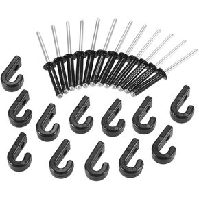 Lixada 12PCS J Hooks Lashing Hooks Bungee Hooks with 12 Rivets for Kayak Canoe Paddle Board Accessories