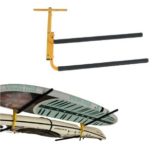 Suspenz Kayak Storage Rack, Ceiling/Under Deck Garage Hanger for 2 Kayaks and SUPs, Yellow, 11-7800