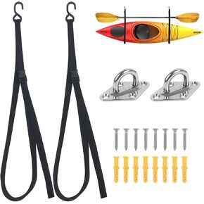 Kayak Storage Strap,Kayak Hanging Straps 1in/1.5in Wide,Adjustable Kayak Wall Mount Straps,Kayak Storage Strap System With Paddle Loops for Hanging 1or 2 Kayak,Paddle Board,Surfboard,Canoe(2/4 Pack)