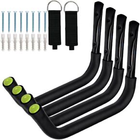 Kayak Rack Wall Mount, Canoe Hanger Hooks, Heavy Duty Garage Hooks, for Hanging Outdoor Beach Folding Chair Bicycle Surfboard Snowboard Paddle Board (4 Pack)