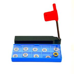 11pcs RPMT1204MOE R6 Indexable Carbide Turning Inserts CNC Blade Milling Cutter with 5/8"/16mm SRDPN1616H12 Indexable Carbide Milling Turning Tool Holder Metal Lathe Cutting Tools