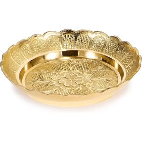 Decorative Indian Brass Plate Potpourri Plates Puja Plate (Prayer Plates) Diameter 12.7 cm Height 2.5 cm in Kuwait