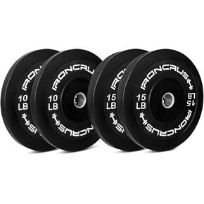 Iron Crush Olympic Bumper Plate Sets - Premium Virgin Rubber Weights for Strength Training - Compatible with 2" Barbells