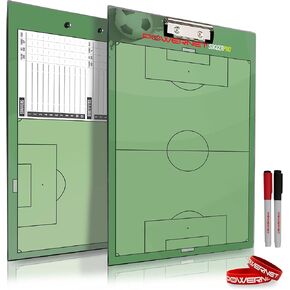 PowerNet Magnetic Dry Erase Soccer Pro Lineup Coaching Board | Built-in Line Up Card | Double Sided | 2 Dry Erase Markers | Weatherproof Sealed Edges | Perfect for Game Time