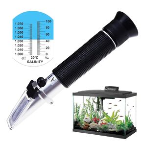 Salinity Refractometer with ATC, Dual Scale Sea Water Refractometer, 0-10% Salinity Range (1.0 to 1.070 Density / 0-100ppt) for Salt Sea Water Aquarium Tank Marine Industry with LED Light and pipettes