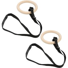Pull Up Exercise Rings Pull Up Training Rings Wood 1 Pair Wooden Gymnastic Rings With Adjustable Buckle Straps 330Lbs Capacity Pull Up Exercise Rings For Home Gym Workout