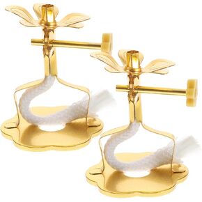 DOITOOL 2 Pack Oil Lamp Floating Wick Buddhist Ghee Lamp Holder Candle Holder Oil Cork Disc Tibetan Incense Stick Holder for Buddhist Altar Supplies, Size S