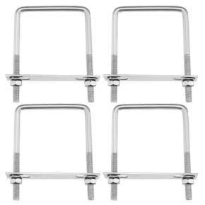 Create idea 4PCS Square U-Bolts M8 Thread 71mm Inner Width 100mm Length 304 Stainless Steel U-Shaped Clamp Bolt with Nuts and Plates for Vehicles Pipelines Buildings
