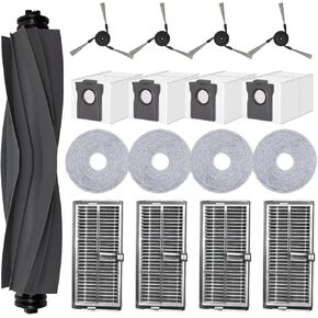 17 PCS Accessories Set Replacement for Dreame X40 Ultra / X40 Pro / S30 Pro Ultra Vacuum Cleaner, 1 Roller Brush, 4 Mop Pads, 4 Dust Bags, 4 Side Brushes, 4 HEPA Filters