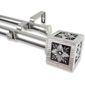 Ophelia Double Curtain Rod, 160-240", Satin Nickel