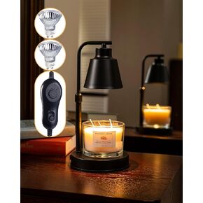 Candle Warmer Lamp with Timer, Adjust Height and Adjust Brightness, Compatible Large Jar Candle, Bedroom Home Decor Gift with 2 Bulbs