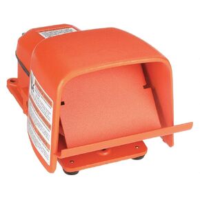 Linemaster 511-BG Hercules Anti-Trip Foot Switch, Electrical, Single Pedal, Momentary, Single Stage, Oversized Aluminum Shield, Orange