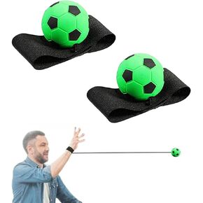 2Pcs Green Wrist Return Ball - Adjustable Bounce Back Ball with String, Clackers Balls on a String Rubber Elastic Rebound Ball Finger Exercise Activity and Play Balls Toddler