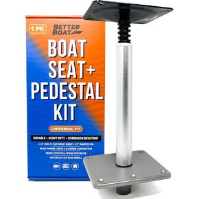 Boat Pedestal Seat Package 3 Piece Kit Boat Seat and Pedestal Combo with Boat Seat Mount for Deck Boat Seat Swivel Base Plate for Fishing Boat Seat or Casting Seat Pedestal and Jon & Bass Boat