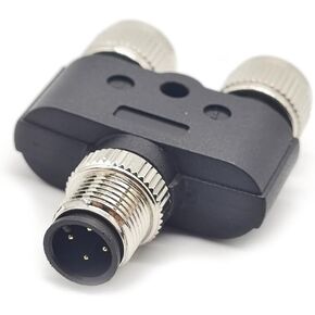 M12 Y Type Connector, 4 Pin 1 Male to 2 Female A Code Unshiled Adapter Industrial Circular Sensor IP67 Waterproof Field Assembly Wireable Connector