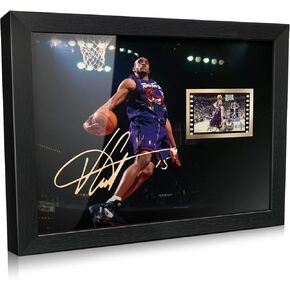 ORIMAMI The King of Dunk Vince Carter Poster Desktop Framed Photo Gift 8x6 Inches,with Signed and 1x35mm Film Mini Cell Display,Great Memorabilia Gifts for Basketball Fans