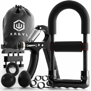 Hand Grip Strengthener Kit with Wrist Strengthener - Ultimate Hand Exerciser Set for Forearm Workout, Adjustable Grip Strength Trainer, Stress Relief Ball, Exercise Ring, Training and Recovery