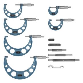 Outside Micrometer 0-1" 1"-2" 2"-3" 3"-4" 4"-6" Measuring Tool 0.0001" Graduation 6in1 Set with Wood Case