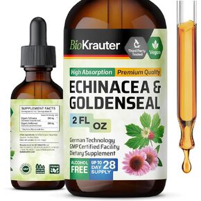 Echinacea and Goldenseal Root Liquid Extract - Natural Immune Support - Echinacea Drops with Goldenseal - Vegan, Alcohol & Sugar Free Tincture - 2 Fl.Oz.