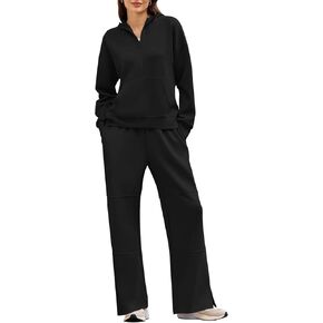 Pink Queen Womens 2 Piece Outfits Lounge Set Half Zip Sweatshirts and Sweatpants Loungewear Tracksuit Travel Clothes