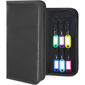 Portable Zippered Key Organizer, Waterproof Fireproof Key Case with 12 Key Hooks and Tags,Portable Key Storage for Rental Management Real Estate Sales Hotel Executives and Car Service