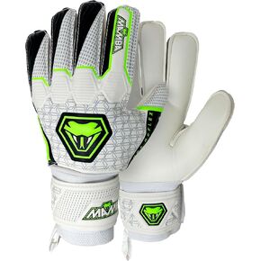 MAMBA REFLEX Goalkeeper Gloves | Youth/Adult | Quality Latex Palm & Back Hand | Removable Finger Spine Protection & Double Length Latex Wristband | Standout Design