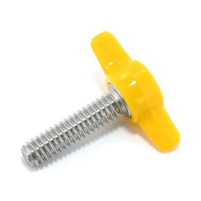 1/4"-20 x 1" Thumb Screw Stainless Steel - Yellow Tee Wing Plastic Knob - Standard/Coarse Thread ThumbScrew - Length: 1.000" - Proudly Built in USA - Package of (4)