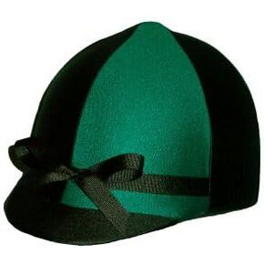 Equestrian Riding Helmet Cover - Hunter Green and Black