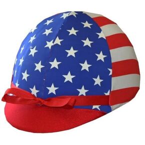 Equestrian Riding Helmet Cover - Royal Blue Flag