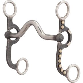 Weaver Leather 4-5/8" Pony Bit, Medium Port Mouth, Buffed Black