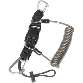 Premium Scuba Diving Retractable Lanyard – Double Head 316 Stainless Steel Clip, Spiral Core, Anti-Loss, Quick-Release Buckle for Secure Diving (Black)