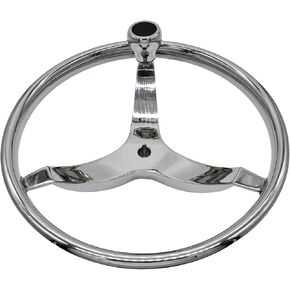 MARINE CITY 304 Grade Stainless Steel 3-Spoke 13-1/2" Diameter 3/4" Shaft Sport Steering Wheel with Bearing Control Knob for Marines – Boats – Yachts – Marine Accessory Hardware (Pack of 1)