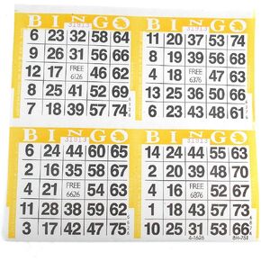 SmallToys 4 on Yellow Bingo Paper Game Cards - 750 Sheets - 8 Inch Square Size Disposable Sheet - Made in USA