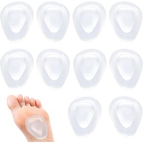 10 Pack Clear Metatarsal Pads Ball of Foot Cushion Gel Foot Pads for Pain Relief Forefoot Cushion Pads Self-Adhesive Gel Metatarsal Pad Insoles for Men Women