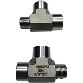 Monster Flow 304 Stainless Steel Forged Tee Pipe Fitting, Male Run Tee 3/8" Female x 3/8" Female x 3/8" Male 2 Pack