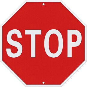 Stop Signs, 12 x 12 Inches Rust-Free Aluminum, Street Slow Warning Reflective, Weather Resistant - Easy to Install