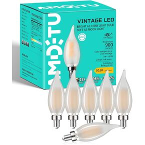 AMDTU E12 LED Bulb 100 Watt, Frosted Candelabra LED Light Bulbs, Dimmable Chandelier Light Bulbs, 2700K Soft White Light Bulbs Warm, 7W Equal 100W, Small Base Type b Led Bulbs, 6 Pack