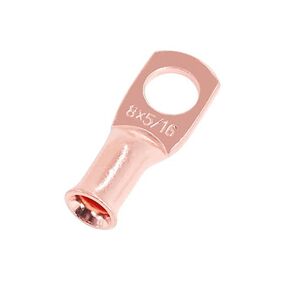 25pcs 2 AWG 3/8" Stud Copper Ring Terminals Battery Cable Ends Wire Lugs 2 Gauge Battery Cable Lugs Heavy Duty Cable Lugs Bare Copper Eyelets Tubular Ring Terminal Connectors