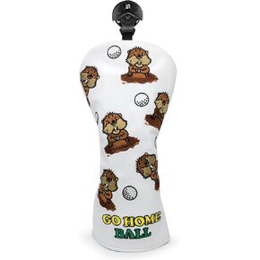Gopher Groundhog Golf Club Covers - 1pc or 3pcs Set Driver Headcover 3 Wood Headcover Hybrid Headcover - White (PU) Leather Golf Club Headcovers for Drivers and Woods fits for All Brand