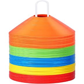 100Pcs Pro Disc Cones - Training Cones Agility Soccer Cones with Carry Bag for Training, Soccer, Football, Basketball,Kids and other sports and games(5 colors)